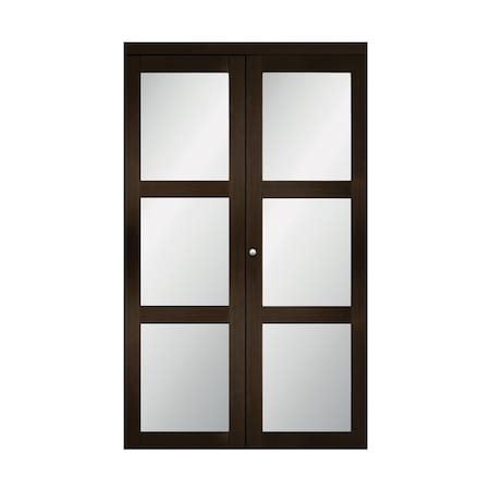 Renin Renin 36 in. x 80 in. Euro French Style 3-Lite Interior Bi-Fold Closet Door EU3100ESFGE036080